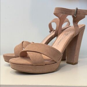 Chinese Laundry Blush Crisscross Block Heels